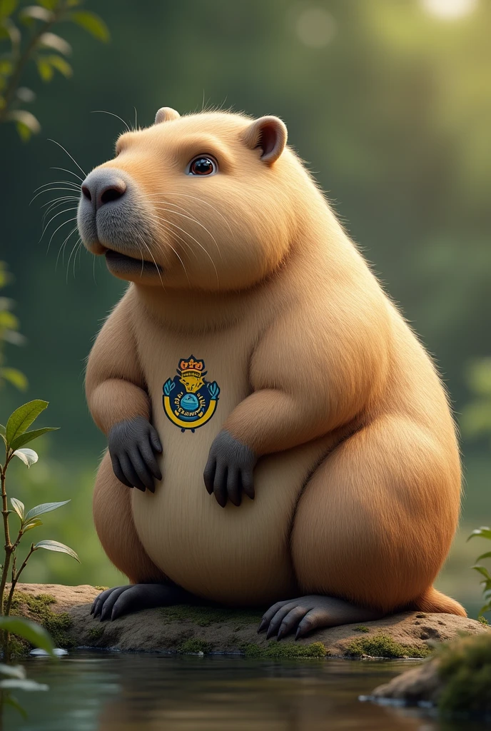 A capybara with the logo of the Pedagogical and Technological University of Colombia 