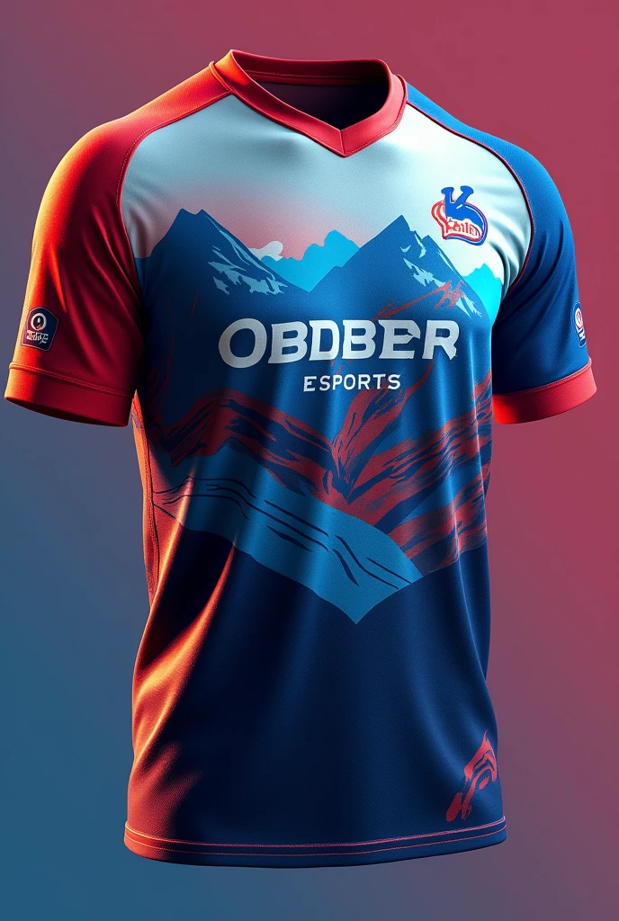Creat a esports jersey with OE LOGO IN RIGHT TOP .WRITE OBBER ESPORTS IN MIDDLE .make it color like mountain and its matching .