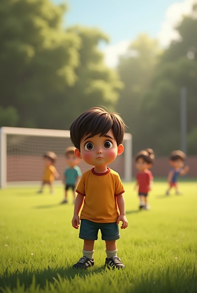 (Image: Alex on the sports field, a little nervous, while other kids play.)
Dialogue:
Alex: "I don't know if I can do it... I've never played before."
Sara: "Just have fun! Everyone is here to learn.