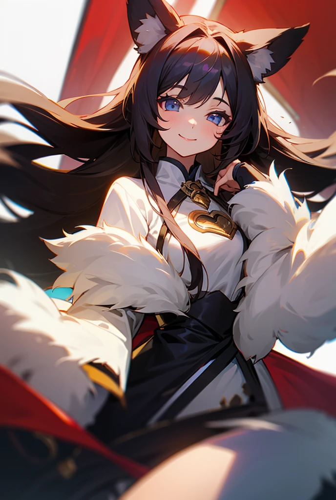One girl, Long Hair, chest, Animal ears, smile,
