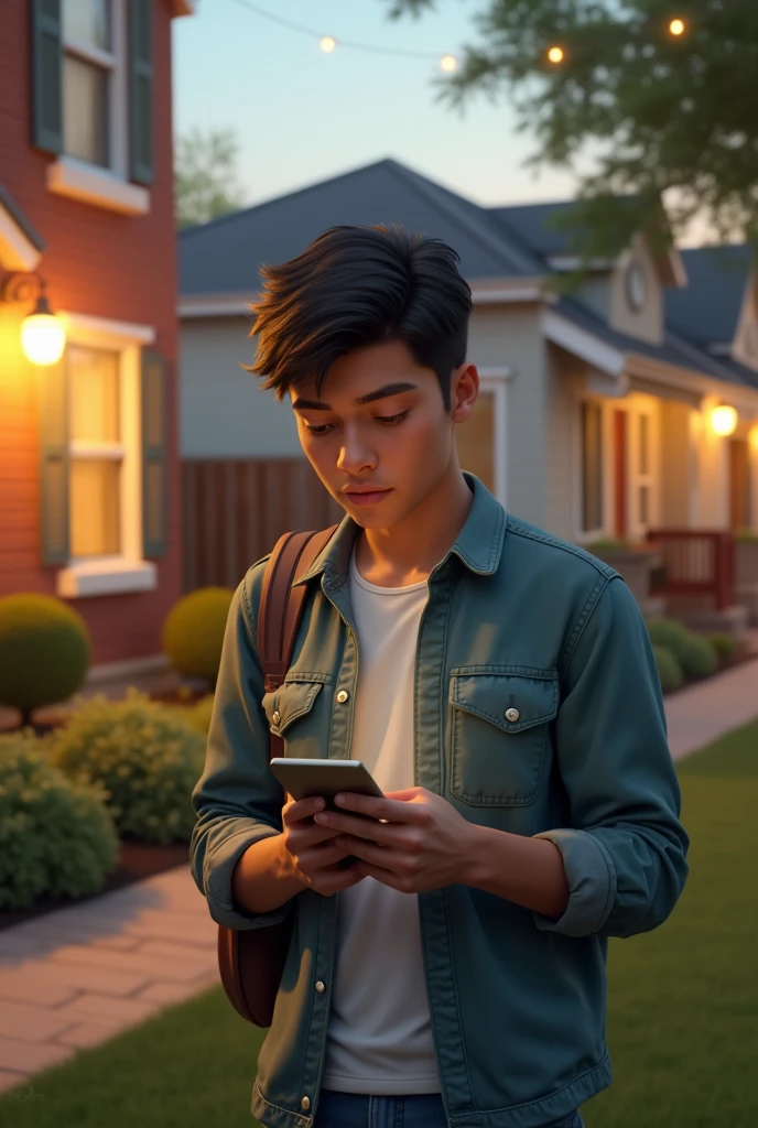 Juan reading the message where it says there will be a party in the neighborhood