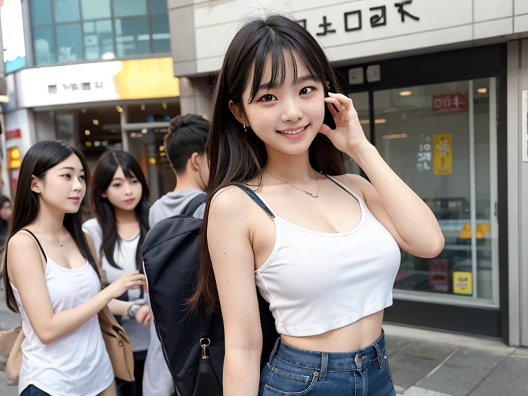 Shibuya, 3 women, Female college student, Beauty, Beauty, smile, camisole