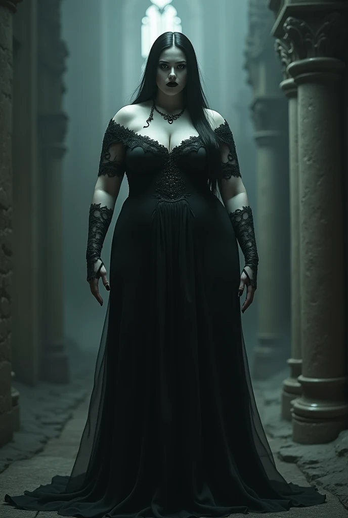 Gothic Woman With Large Physical Proportions
