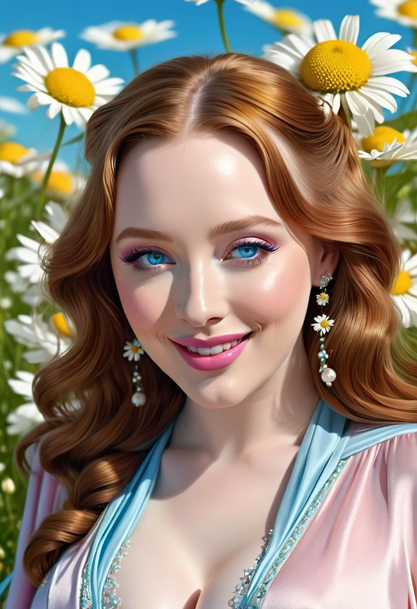 nose piercing, standing, jewelry, BABY-BLUE cloak, baby-pink jumpsuit (insanely detailed, beautiful detailed face, masterpiece, best quality), cleavage, piercing blue eyes. TWIN-TAILS. BEAUTIFUL COMBO OF Molly Quinn AND Kat Dennings. dd-cup sized breasts. short and dainty. happy, smiling cheerful face. Skipping in a magical meadow of daisies. Magical realism. 1950s Panovision 70. 4K Ultra HD, Extreme Detail And Intricate Realism. Stunning 2D Vector Detailed clear. lifelike.
