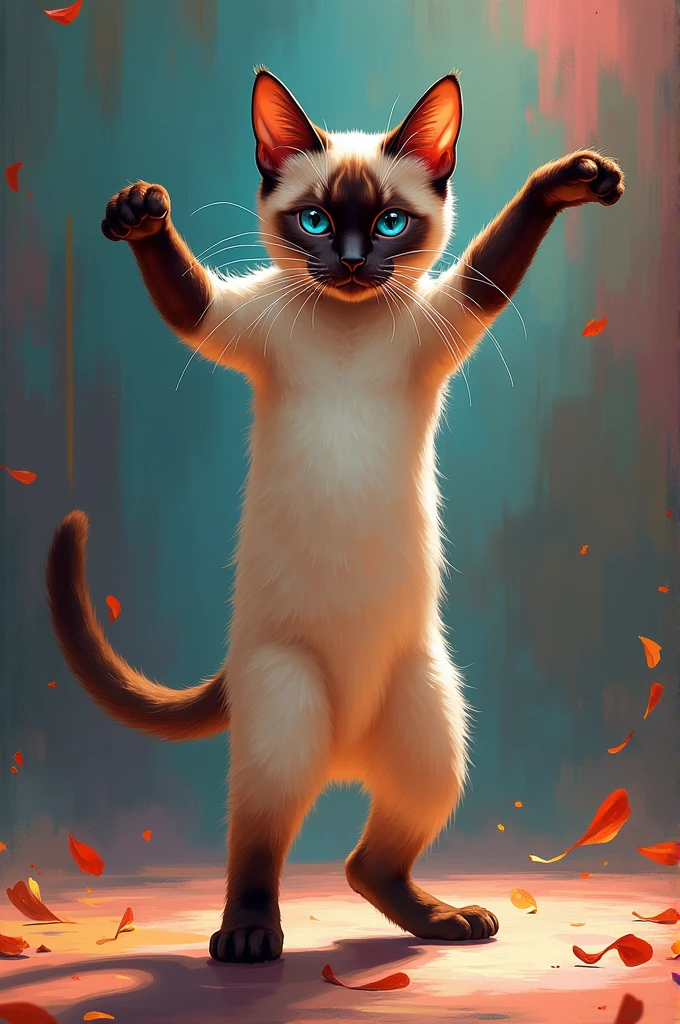Siamese cat dancing the macarena