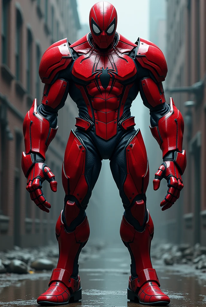 hình ảnh thực tế, spider man, 3 heads 6 arms, red armor