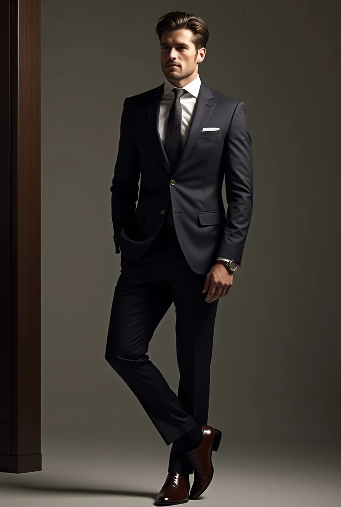 Handsome man in suit, elegant and manly.