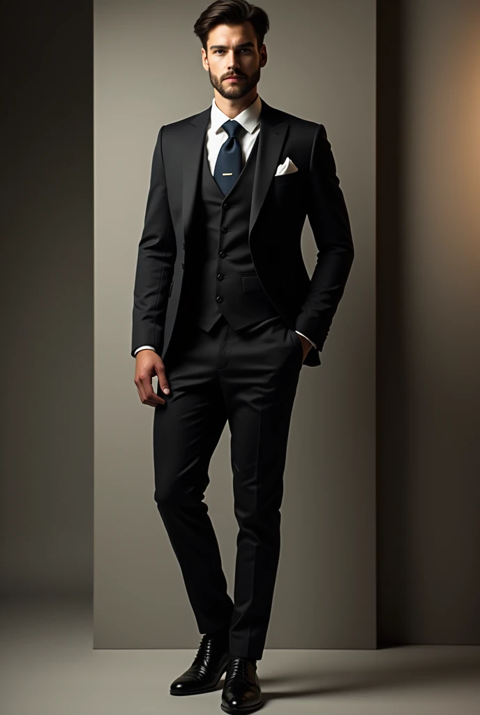 Handsome man in suit, elegant and manly.