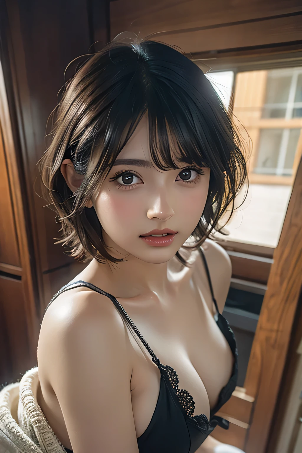 Did G, One person, Detailed skin, View your viewers, Brown eyes, (Short hair with bangs:1.2), (Medium chest:1.0), (middle breast wheel:0.8), (Realistic:1.4), (Highest quality:1.0), (Ultra-high resolution:1.0), 8k, RAW Photos, (masterpiece:0.2), (Pure Eros Face_v1:0.5)