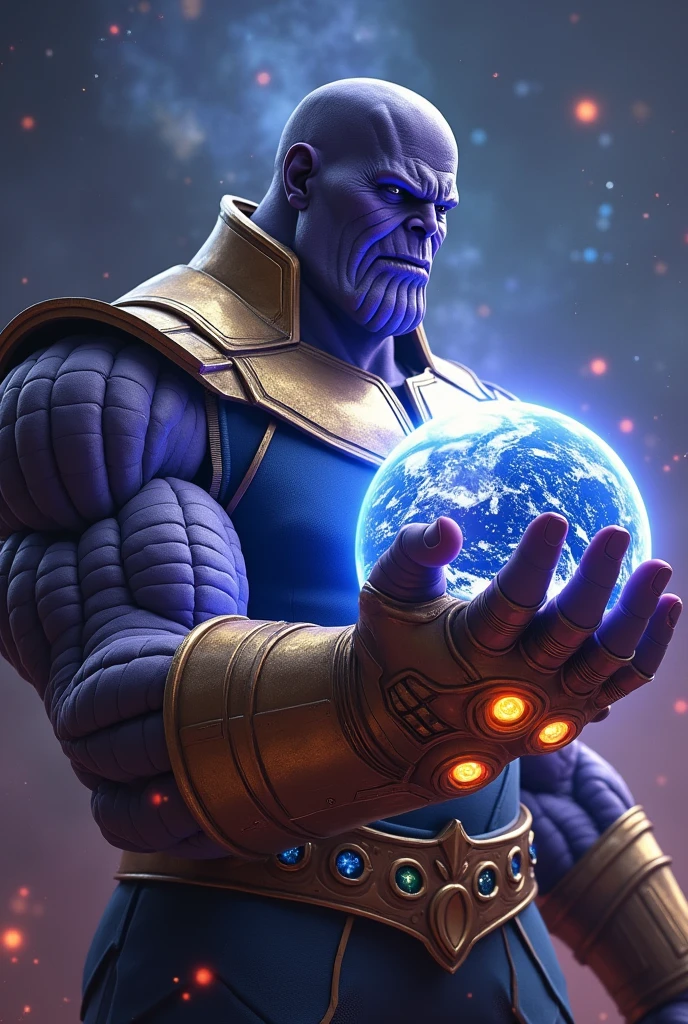 Thanos, Infinity Gauntlet, Holding the Earth in the palm of your hand, universe space