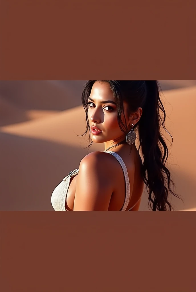 Draw a picture, (photorealistic:1.4), (hyperrealistic:1.4), (realistic:1.3), (smoother ((tropical sunset)) lighting:1.1), (increase Fujicolor quality:0.9), (absurd: 1.3), (best quality), ((ultra sharp)), RAW photo of (phenomenal model, 20 years old), (ultra detailed, hyper realistic, ultra realistic, 8K, ultra highres), realistic lighting, backlighting, light on face, ray trace, (brightening light:1.2), (Increase quality:1.4), (best quality real texture skin:1.4), velvety (tanned skin), (finely detailed eyes, finely detailed face, finely quality eyes), (Brown) [sparkling eyes], Double eyelids, ((looking at viewer)), slim, well-muscled body, (ass:1.10), very detailed hair, ((light black (braided ponytail, hair slicked to the two side), extremely detailed)) (wind in your hair), ((fantasy style)), (Increase skin texture beauty:1.1), (light makeup [[pink lipstick]], eyeliner:1.3), BRAKE (at night, at a rodeo, extreme sexy transparent tanga bikini, very provocative styling: 1.5), small diamond earrings, a gold pendant above her full breasts:1.43, (leaning heavily backward with her butt sticking out (riding on a horse, extreme push through backwards)), ((close-up butt:1.54)), ((((turn back, back shot))), face of smiling Miranda Kerr at the age of 20