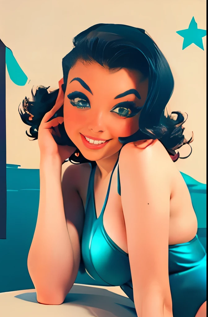 arafed woman in a striped swimsuit posing for a picture, a colorized photo inspired by Bunny Yeager, tumblr, pop art, in retro swimsuit, pinup body, retro pinup model, pinup model, pinup, pinup pose, pinup girl, pinup style, girl pinup, pin up, vintage pin up, pin up girl, pin - up, pin-up