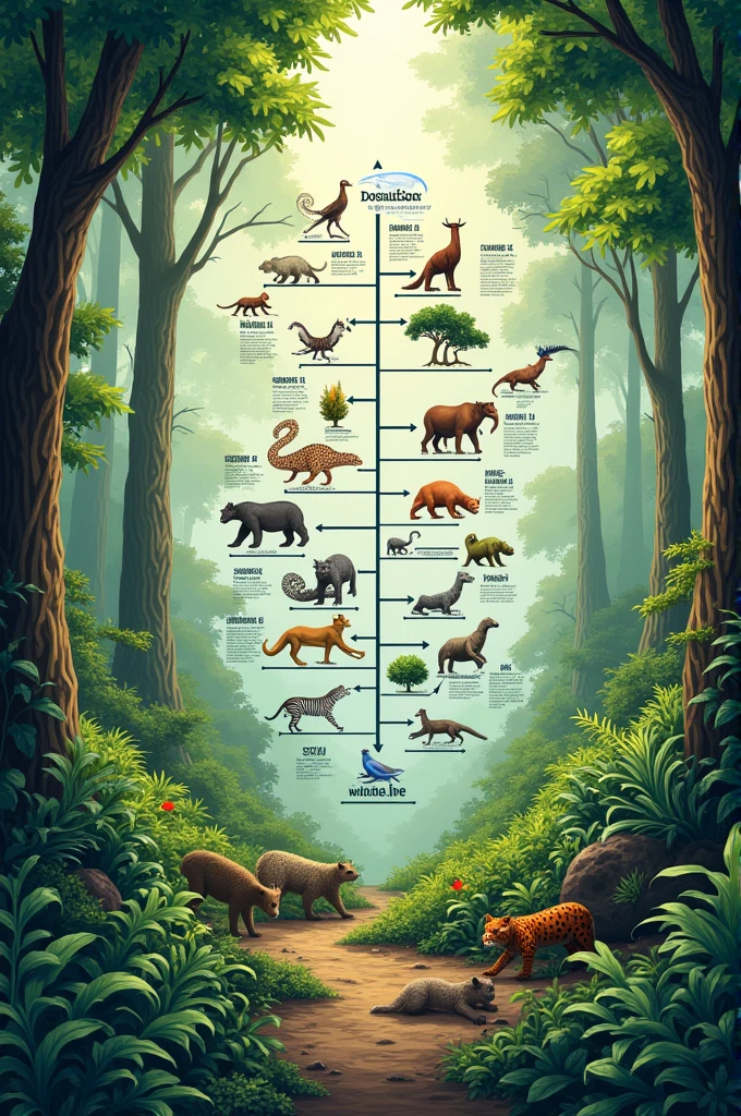 Create a diagram of a typical tropical forest food chain including its producers and consumers.