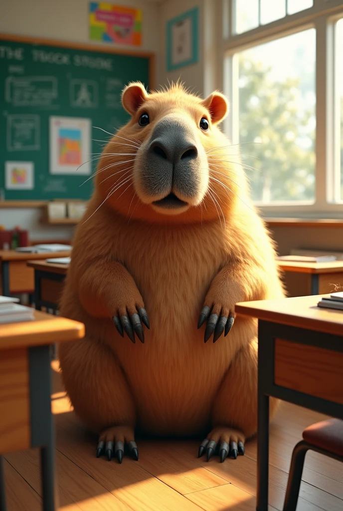 Colombian capybara in a classroom