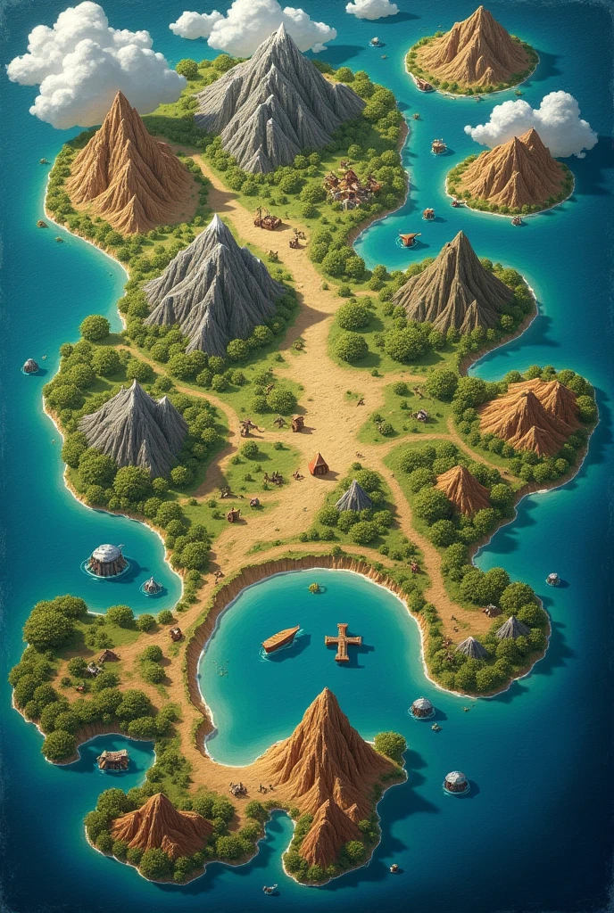 A map of a fantasy world.
Composition de 7 pays
Un au nord , three in the center, 2 south of the center and a last one in the far south