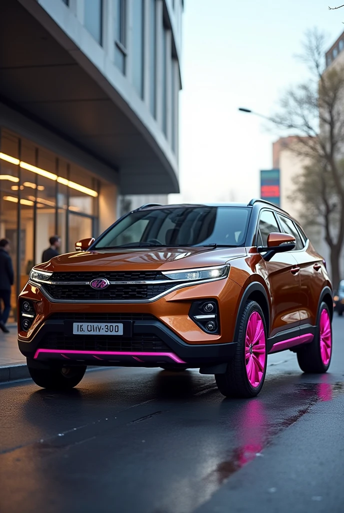 Brown xuv 700 with pink rims