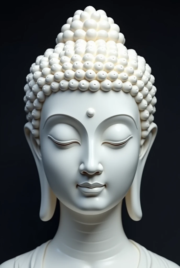 white buddha head (close up) Vector art HD detailed master artwork(Only the background is dark), Flat vector art uses simplicity in vector art、Pure expression,Emphasis on simplicity and clarity of form,Bring simplicity and modernity to your work