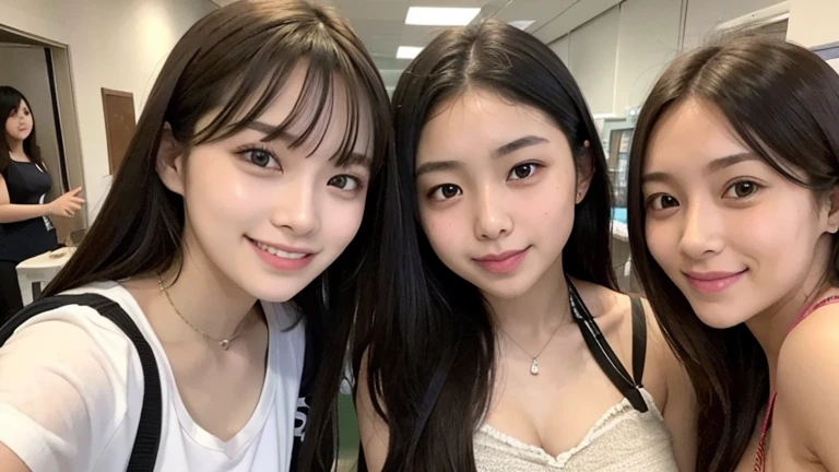 Threesome of Women, Female college student, Beauty, Beauty, smile, camisole, Shibuya
