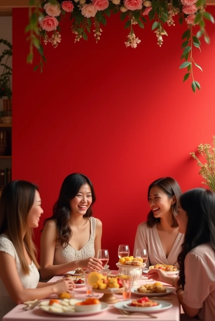 Baby shower decoration with red wall
