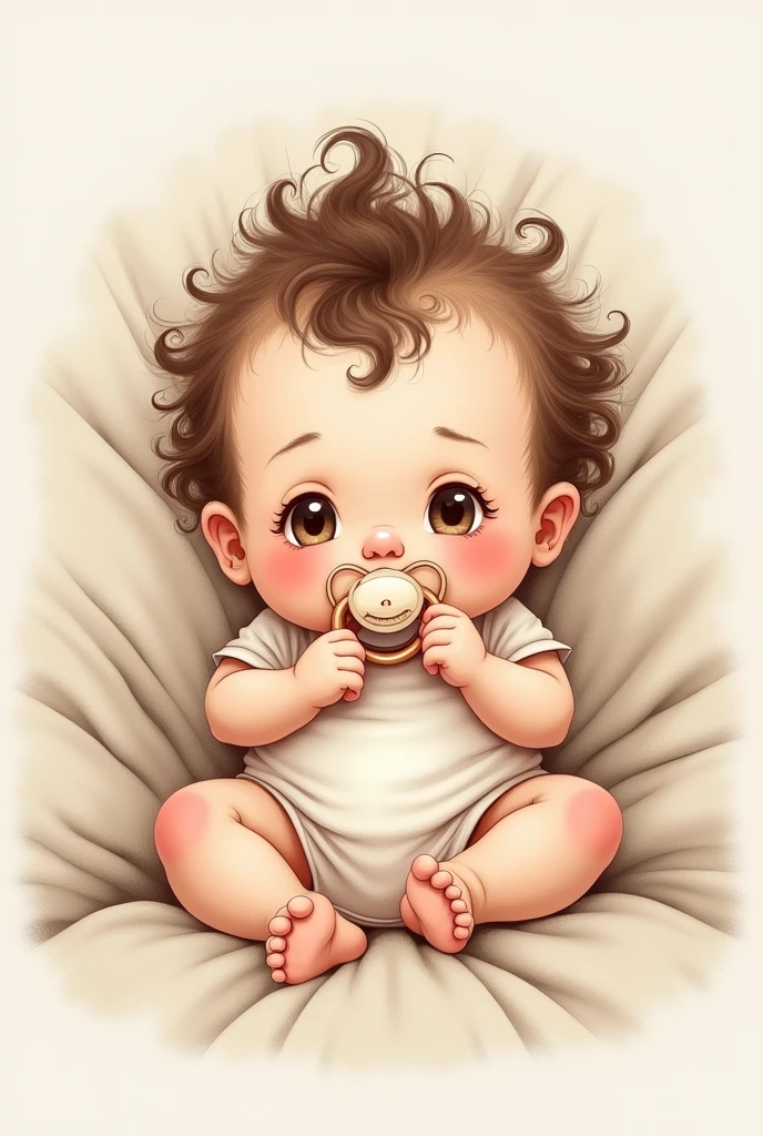 Super realistic baby in crib big eyes hair with curls pink cheeks soft skin tender look --auto --s2