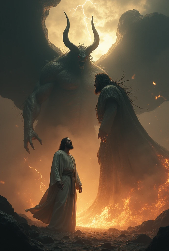 Create photo of Jesus fighting Satan