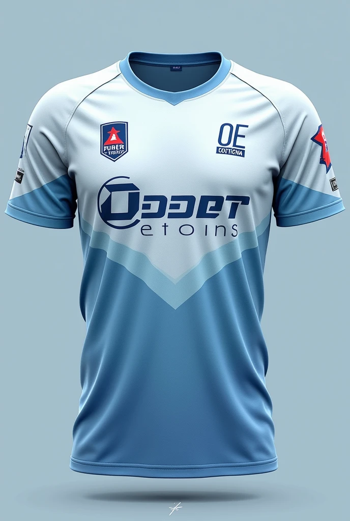 Creat a esports jersey with OE LOGO IN RIGHT TOP .WRITE OBBER ESPORTS IN MIDDLE .make it color like mountain and its matching .color like mountain .donot make mountain in jersey.place pubg mobile logo in left top of jesey.make icy color jersey .write obber esports in middle .OE LOGO IN RIGHT TOP WITH BEST DESIGNE .NEPAL FALG LOGO IN LEFT TOP