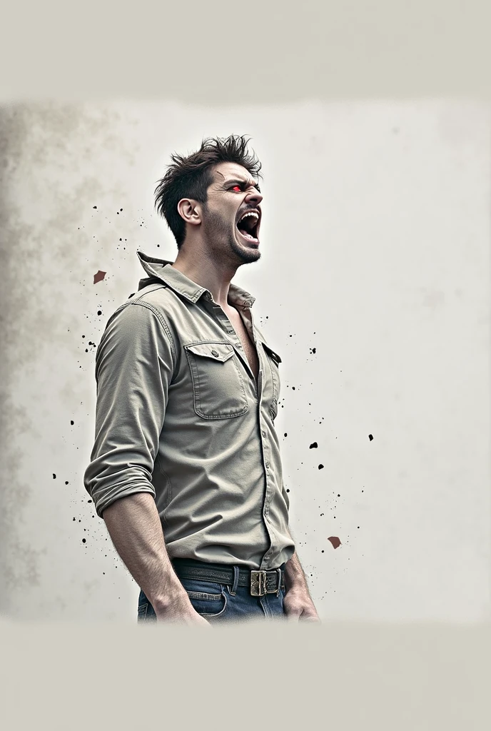 He was a vey angry and he have red eyes and very angry man