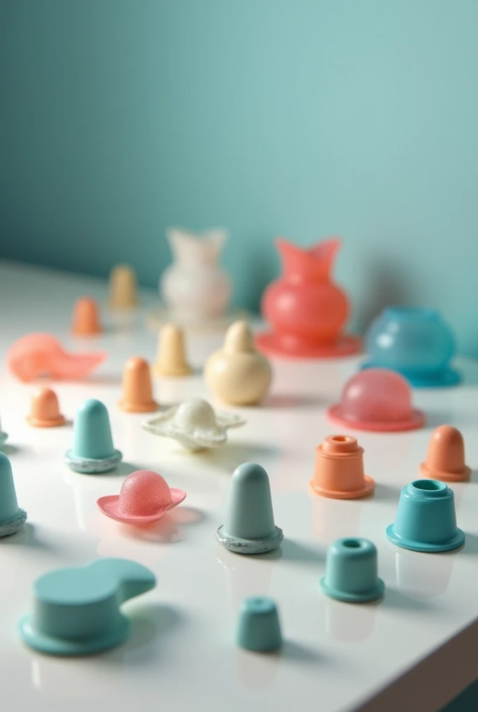 Des préservatifs pour langue de différentes tailles sur une table