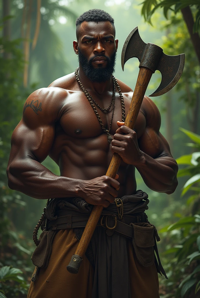 Picture of a Nigerian black young man holding an axe 