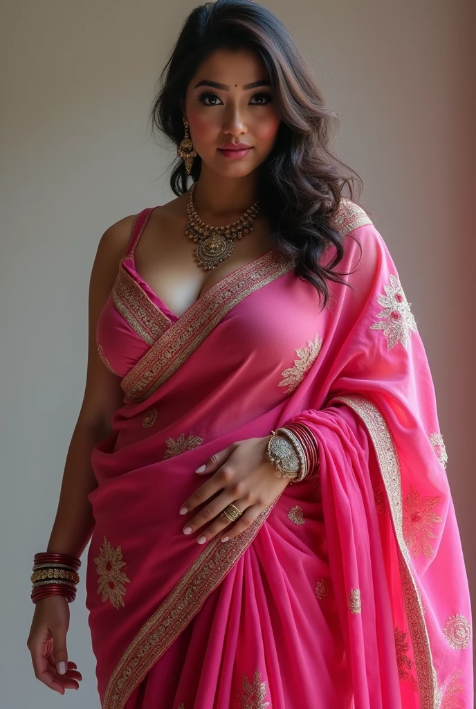 A woma in sari big breast big ass pink sari
