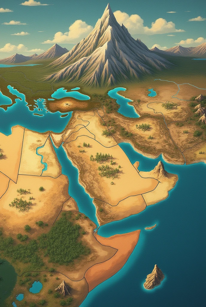 A map of a fantasy world.
Composition de 7 pays
Un au nord , three in the center, 2 south of the center and a last one in the far south. The first is a vast mountain range.. In the center , the westernmost is a vast forest. The one in the center is made up of 70% en plaine et 30% small scattered forests. Le plus a l'est est de même composition. Likewise for the other two The one in the far south is a vast desert