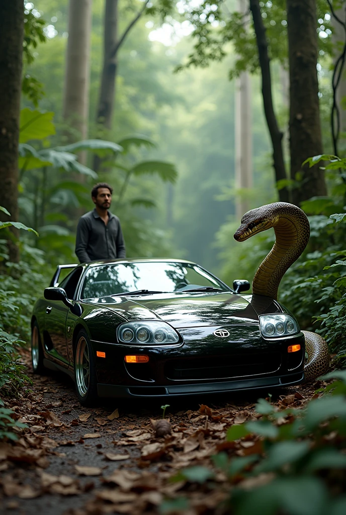 Man finds a mint condition Toyota Supra MK4 in the Amazon, surrounded by a giant cobra