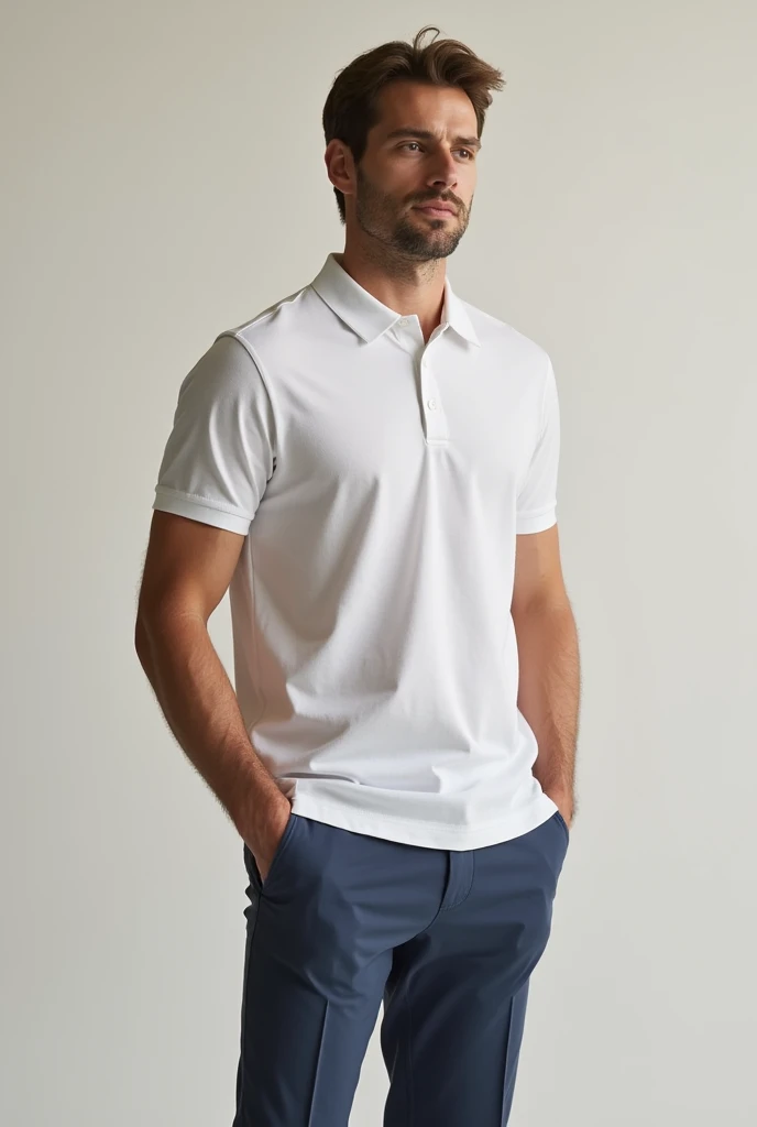 Make me a basic polo shirt with no green logos on the front and back