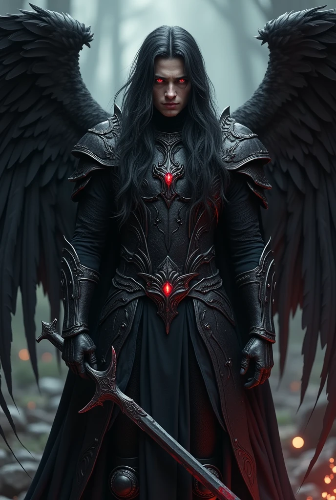 Azazel: Fallen angel with human appearance, intense red eyes - SeaArt AI
