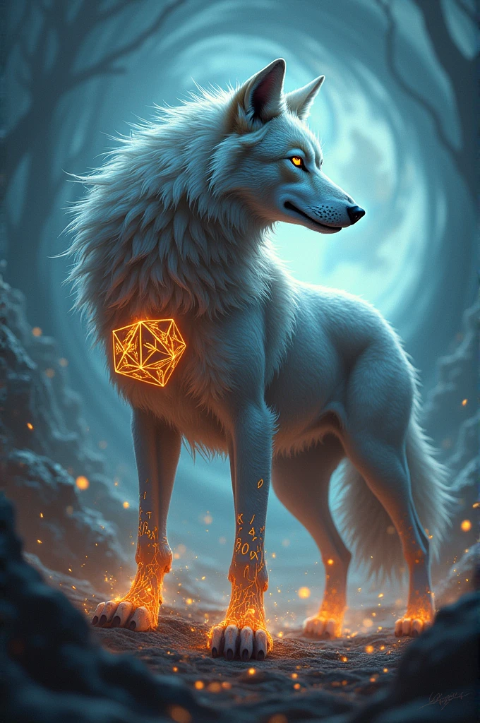 Combination of wolf with dice icon