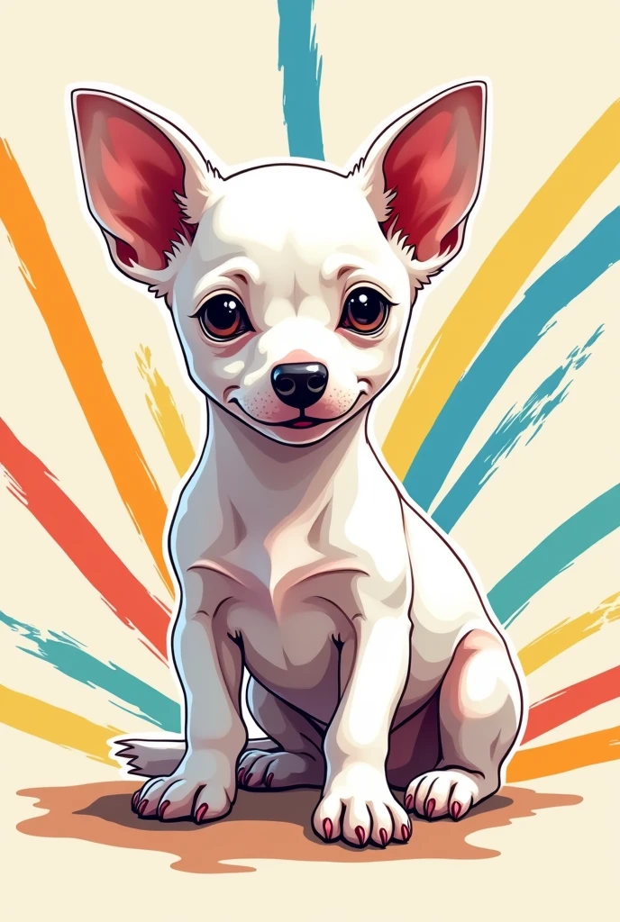 A WHITE MINI PINCHER PUPPY IMAGE IN COLORED LINES