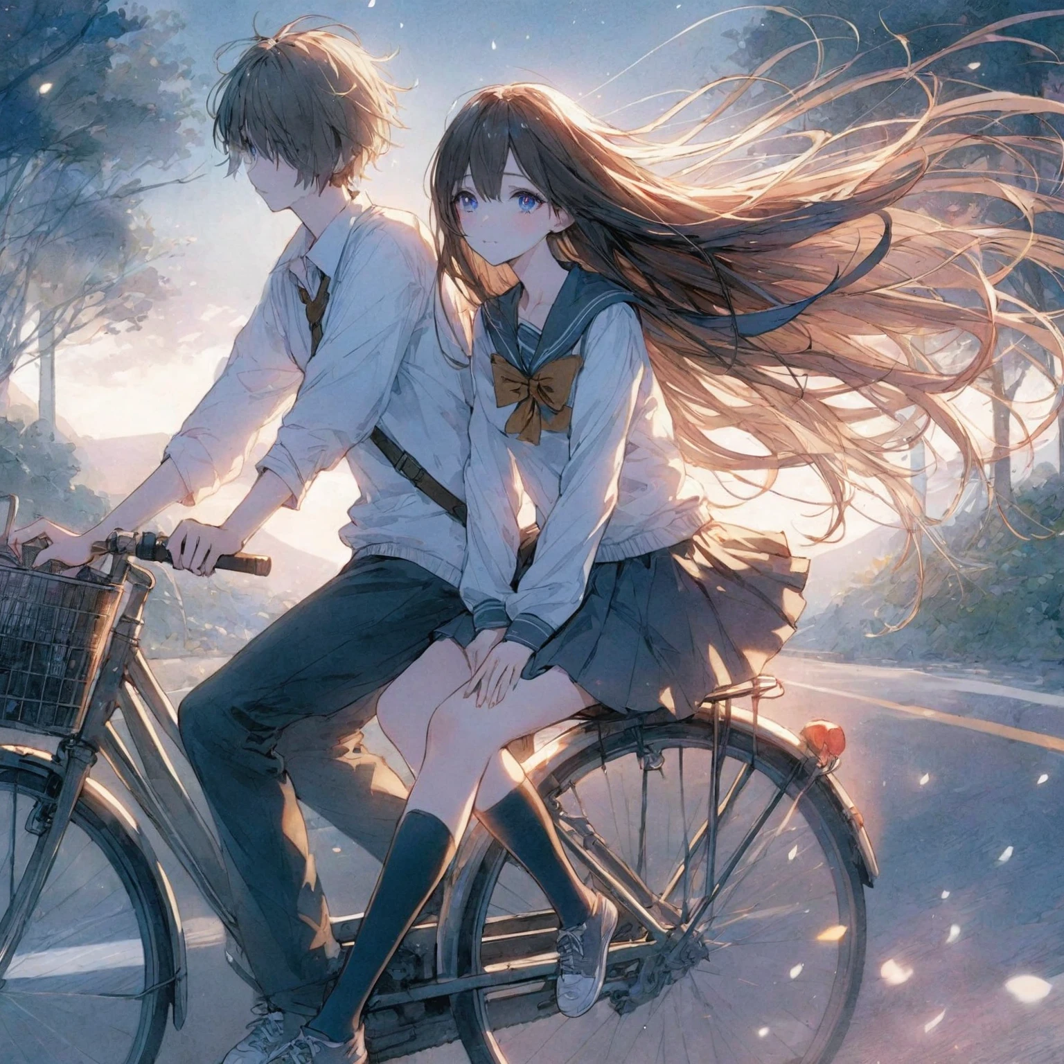 Official art using high-quality hand-drawn watercolor sketch techniques. (best quality,4k,8k,highres,masterpiece:1.2),ultra-detailed,beautiful detailed eyes,A girl with beautiful eyes, everyone, beautiful anime girl, cute anime girl, smooth anime art, anime style, elegant colors, soft lighting, delicate beautiful eyes, very coquettish, (beautiful large breast:1.2), (correct hands:1.2),
