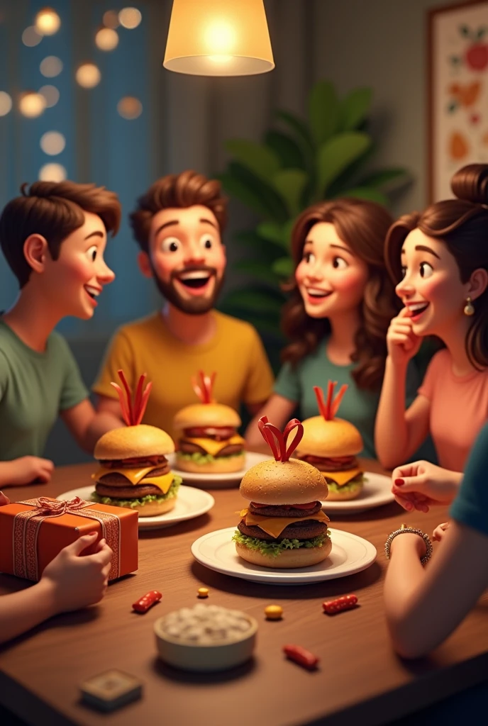 A MEETING WITH BURGERS AND GIFTS 
 
