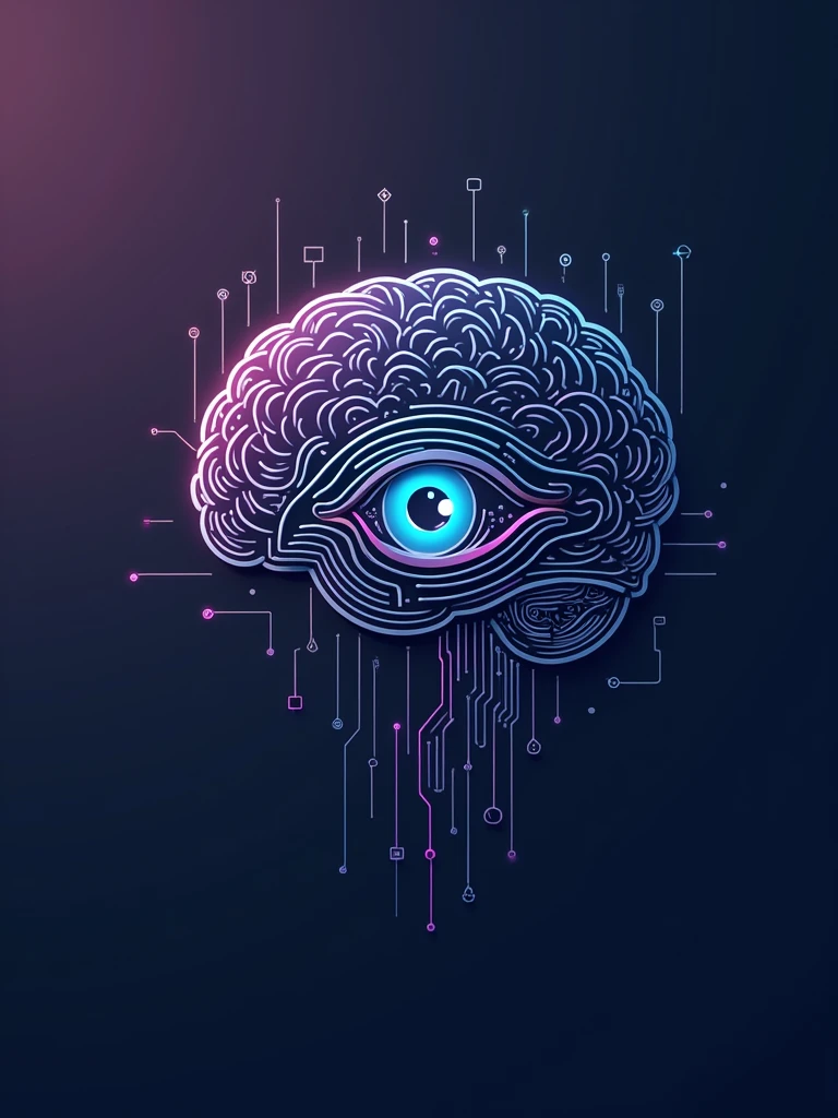 Logo Description:
Design an eye-catching and modern logo that symbolizes the fusion of artificial intelligence and creativity. The logo should be both visually striking and conceptually rich, reflecting the innovative nature of AI-generated art.

Key Elements:
- **Central Icon:** Imagine a stylized AI brain composed of intricate, interconnected nodes, gradually transforming into an artistic eye. The eye should exude a sense of innovation and creativity, with a futuristic design that conveys vision and intelligence.
- **Additional Features:** Incorporate subtle elements like a circuit board pattern that elegantly weaves through the design, either forming part of the brain or as a background motif. This pattern should flow organically, representing the seamless integration of technology and art.
- **Color Scheme:** Use a dynamic gradient of deep blues and purples, with accents of metallic silver and vibrant cyan. These colors should create a modern, tech-savvy feel while also highlighting the creative aspect with softer, artistic hues like pastel pinks or yellows.
- **Typography:** Include sleek, modern text beneath or beside the icon, using a clean, futuristic font. Consider adding subtle effects, like pixelation or gradient shading, to the text to emphasize the digital nature of the art.
- **Style:** Opt for a minimalist yet impactful design with sharp lines and smooth curves. The logo should be versatile, suitable for use as a profile picture, watermark, or standalone branding symbol.

**Objective:** The goal is to create a logo that is not only visually appealing but also conceptually meaningful, instantly conveying the blend of cutting-edge technology and artistic creativity. It should captivate viewers, leaving a lasting impression and clearly representing the innovative spirit of AI-generated art.