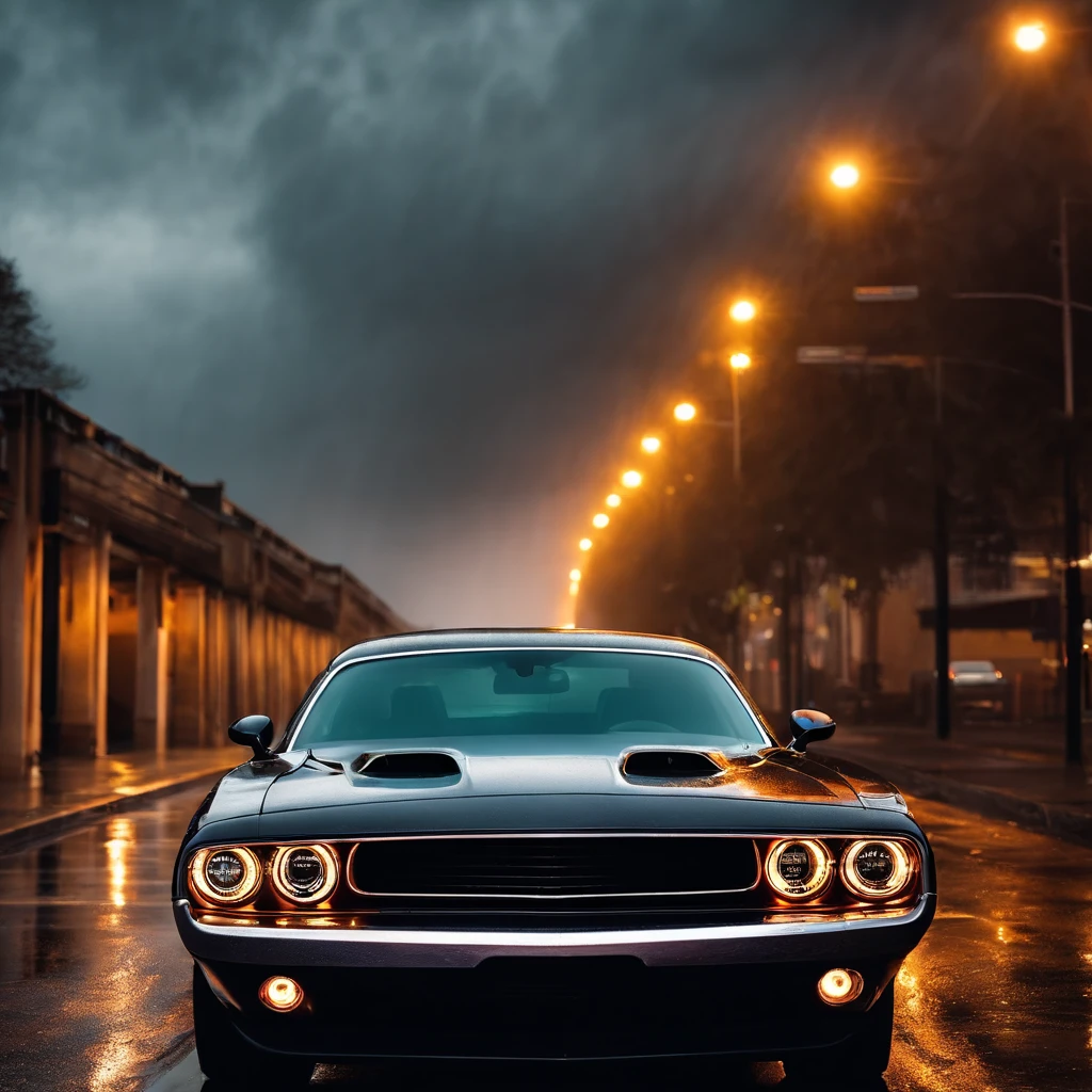 Dodge Challenger rain and thunder