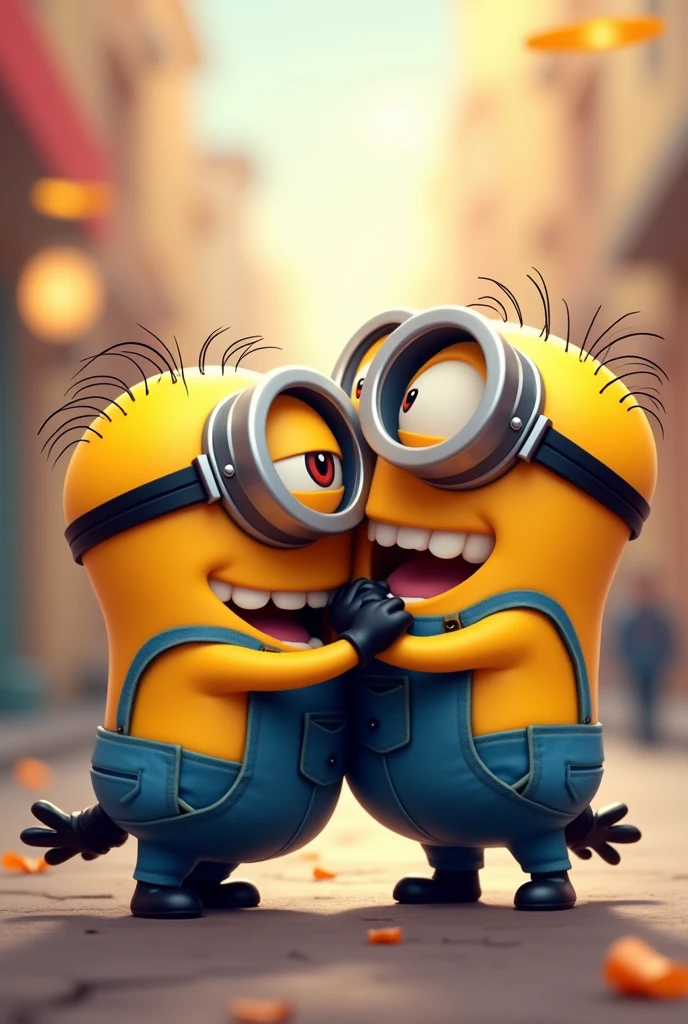 minions hugging
