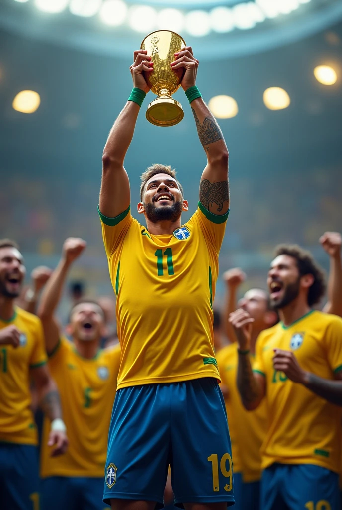 Neymar winning the cup