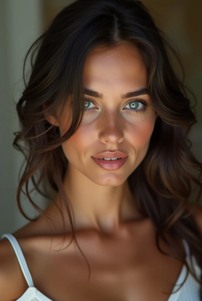 head of'artwork, best quality, ultra haute résolution (realism: 1.4), Photo originale, objectif 35 mm, Ouverture F1.4, Affiche de film, light and shadow, Une fille, In white cardigan, longs cheveux noirs, real skin, (skin detail: 1.3),