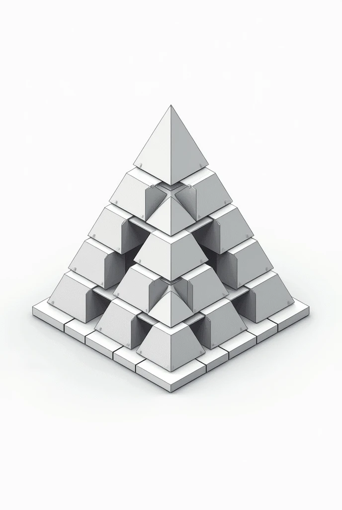 generate an isometric drawing of a jengga shaped like the pyramid 
