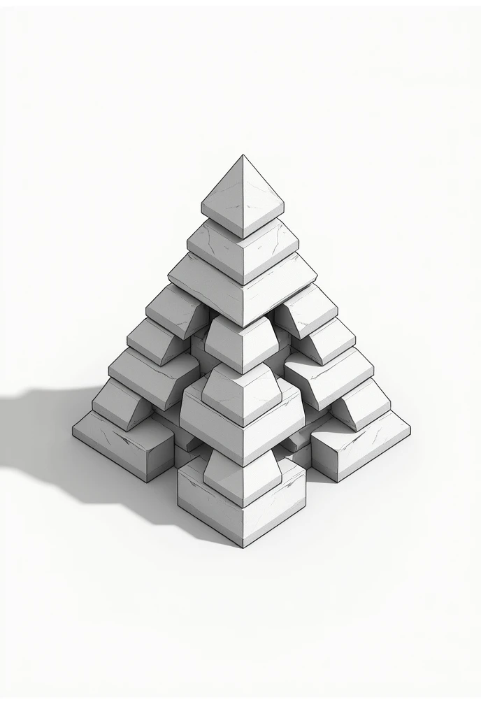 generate an isometric drawing of a jengga shaped like the pyramid