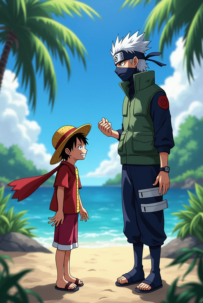Kakashi hatake with luffy 