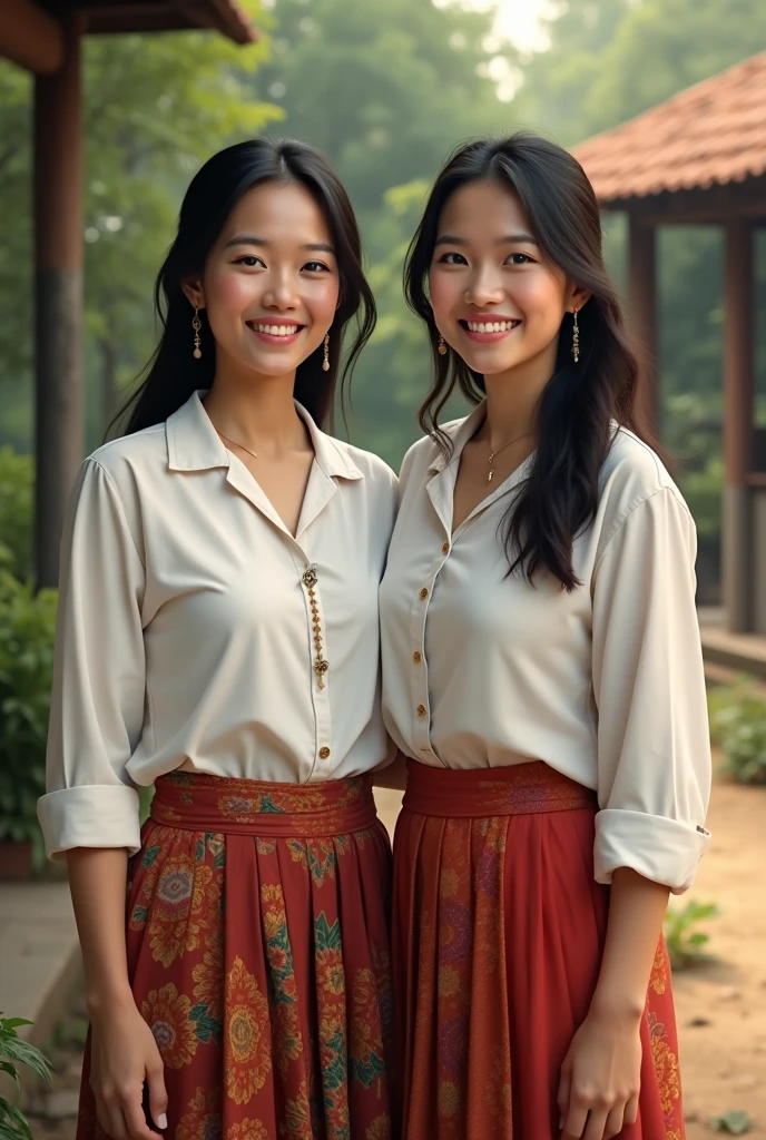 "A picture of a 2 beautiful Myanmar female school teacher."