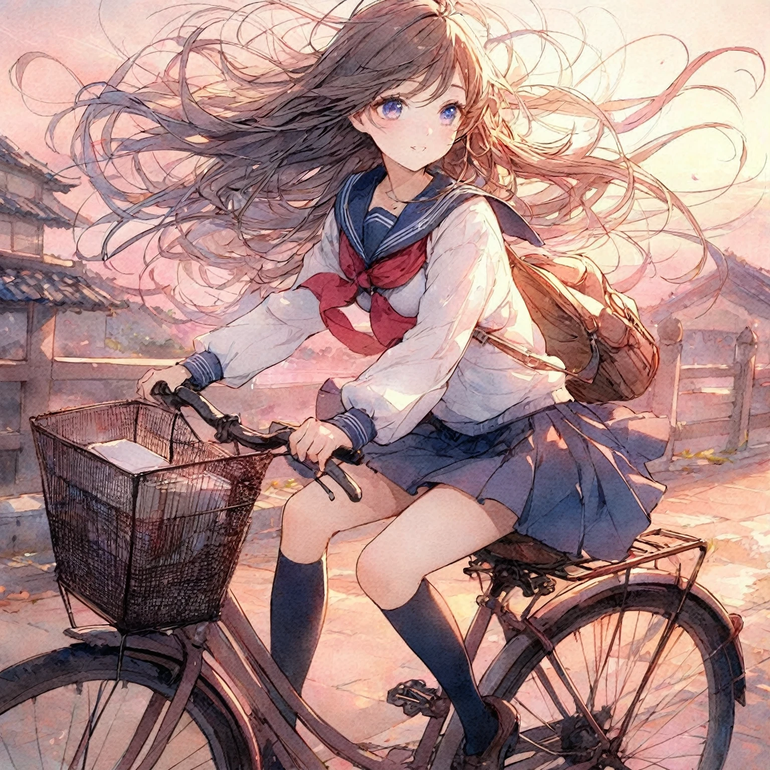 Official art using high-quality hand-drawn watercolor sketch techniques. (best quality,4k,8k,highres,masterpiece:1.2),ultra-detailed,beautiful detailed eyes,A girl with beautiful eyes, everyone, beautiful anime girl, cute anime girl, smooth anime art, anime style, elegant colors, soft lighting, delicate beautiful eyes, very coquettish, (beautiful large breast:1.2), (correct hands:1.2),