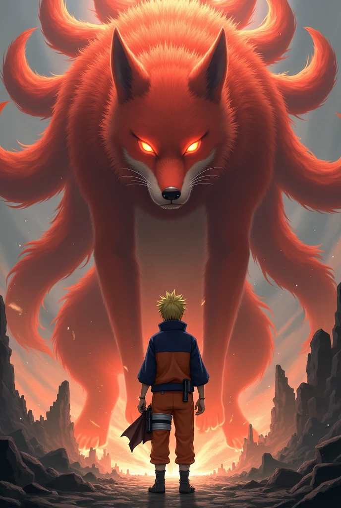 Naruto with nine tail fox 
