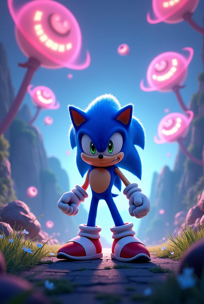 Sonic the Hedgehog wallpaper in the planet of the will-o'-the-wisps. He's on his feet. 